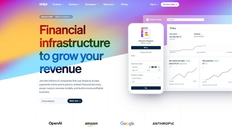 Приклад хорошого UI дизайну на сайті Stripe