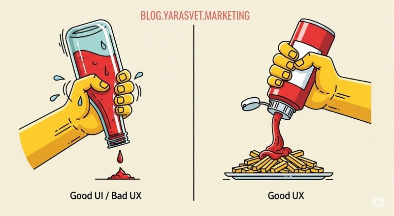 Різниця між UI та UX на прикладі пляшок з кетчупом